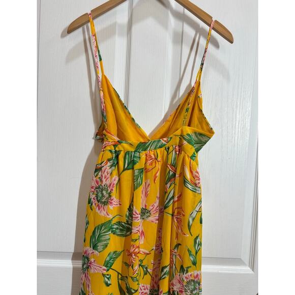 NWT Jealous Tomato Women M Yellow Floral Hi Low Wrap Dress Spring Bright - Picture 6 of 7